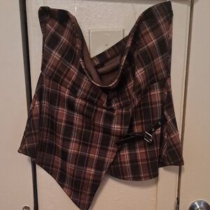 Chic Plaid Women's Blouse with Buckle Accent